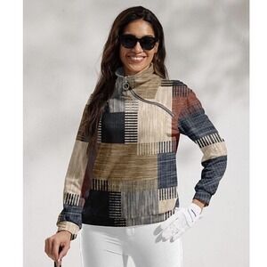 Women's Cegolfs Pullover Sweatshirt Sz XL 1/4 Zip Offset Zip EC‎